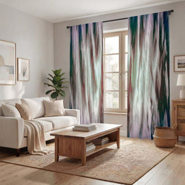 Abstract Pink Sunset Boho Window Curtains