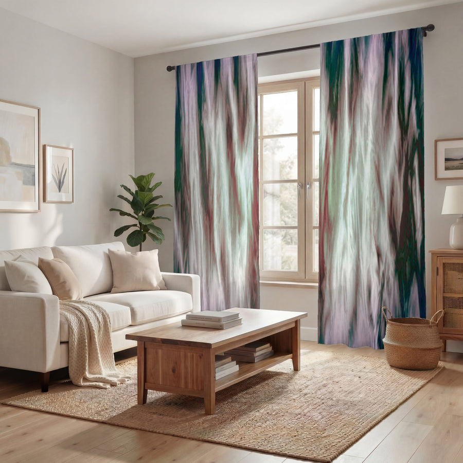 Abstract Pink Sunset Boho Window Curtains