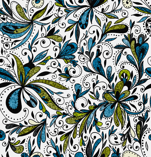 Blue Lime Ornamental Paisley Duvet Cover