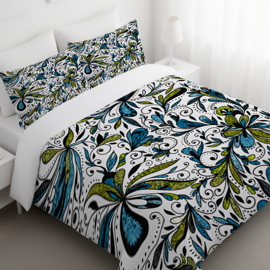 Blue Lime Ornamental Paisley Duvet Cover