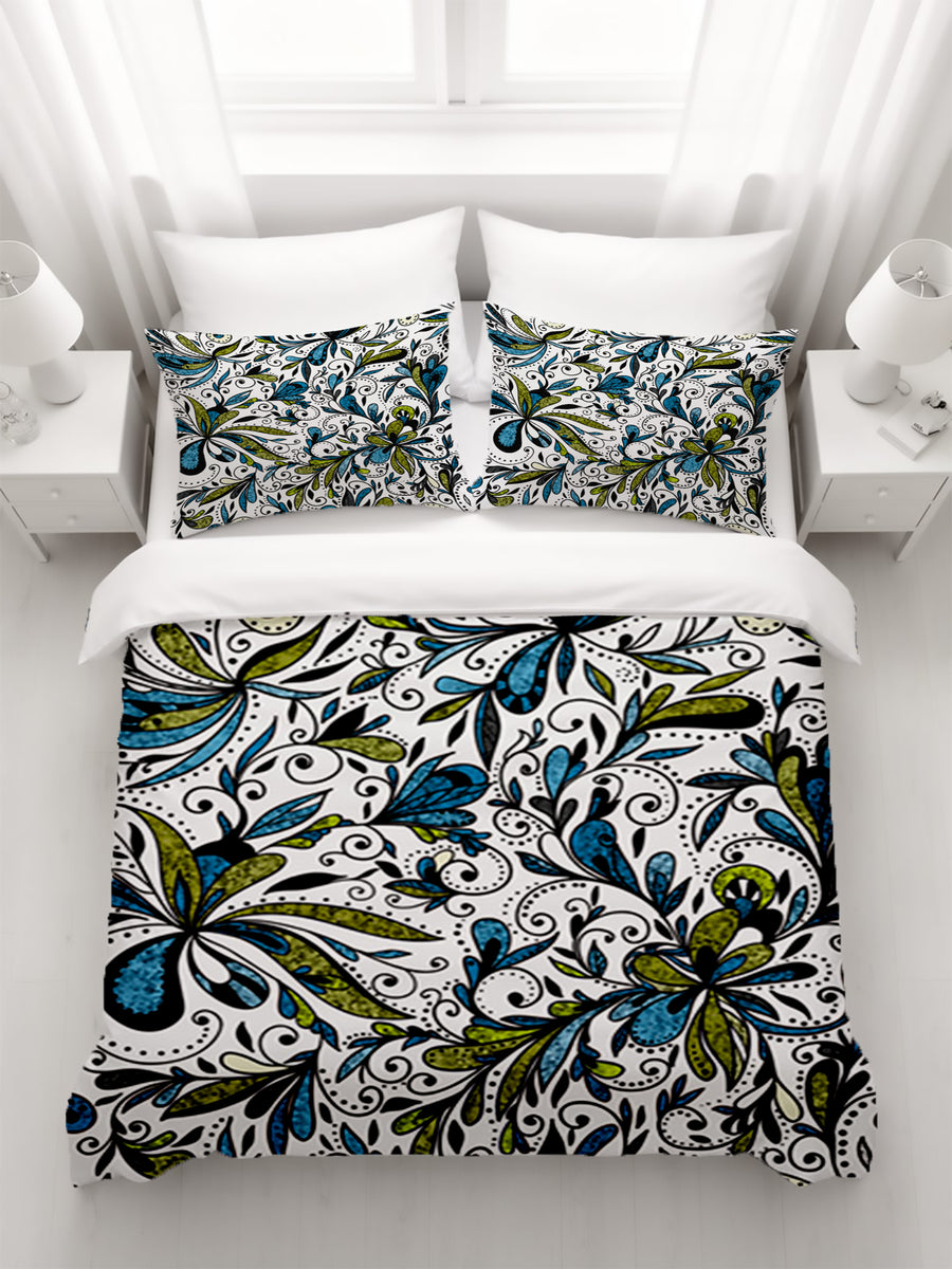 Blue Lime Ornamental Paisley Duvet Cover
