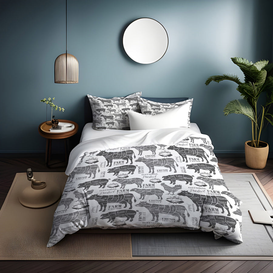 Vintage Butcher Diagram Duvet Cover