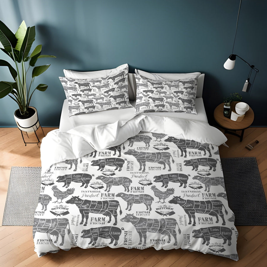 Vintage Butcher Diagram Duvet Cover
