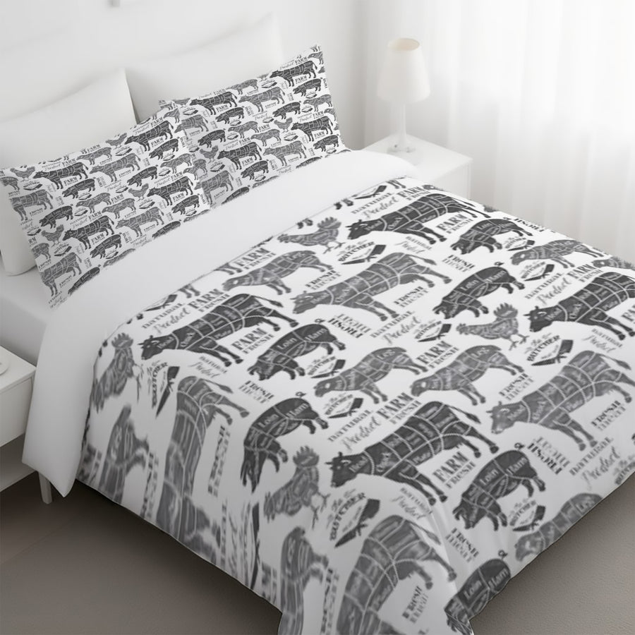 Vintage Butcher Diagram Duvet Cover