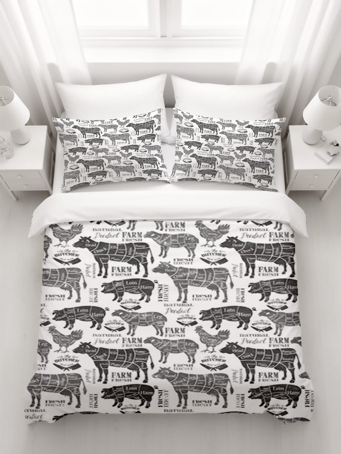 Vintage Butcher Diagram Duvet Cover
