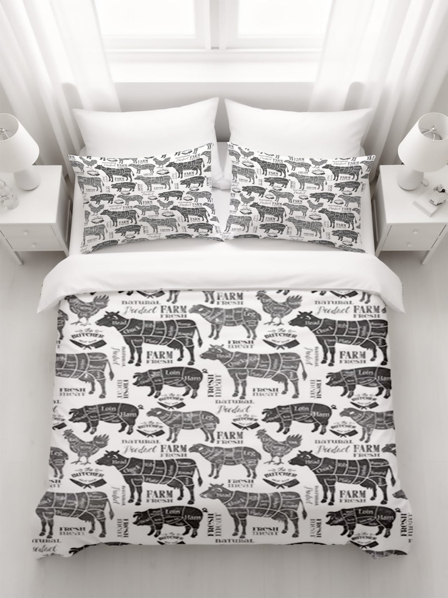 Vintage Butcher Diagram Duvet Cover