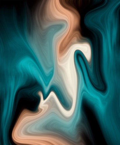 Teal Tan and Black Smoke Swirl