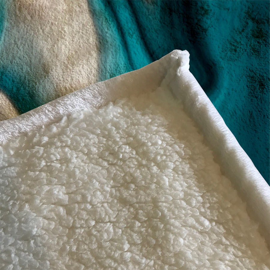 Teal Tan and Black Smoke Swirl Fleece Sherpa Blanket
