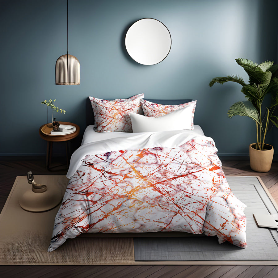 Fiery Marble Veins Duvet Cover