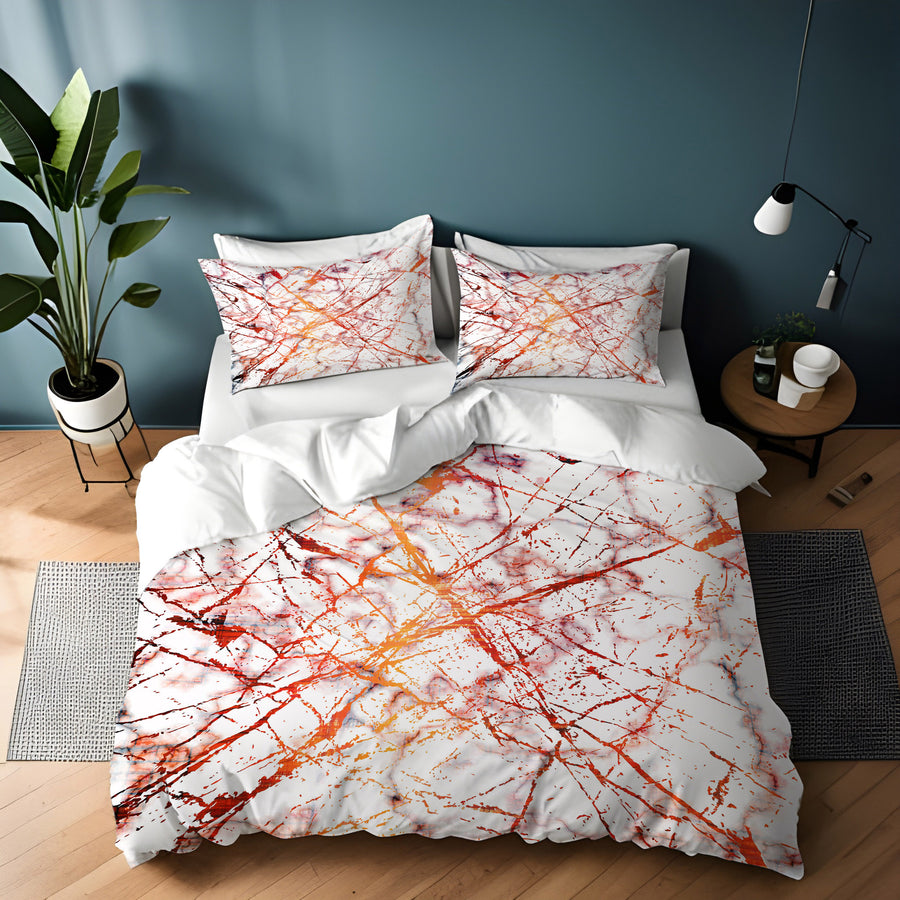 Fiery Marble Veins Duvet Cover