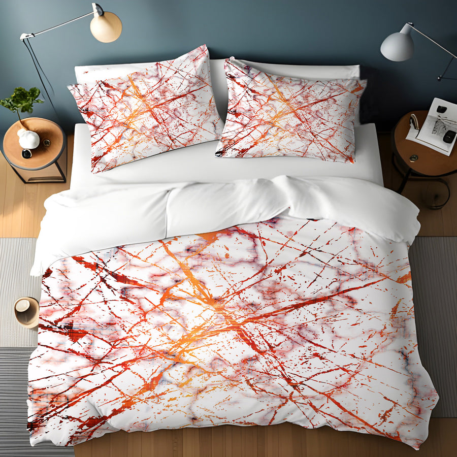 Fiery Marble Veins Duvet Cover