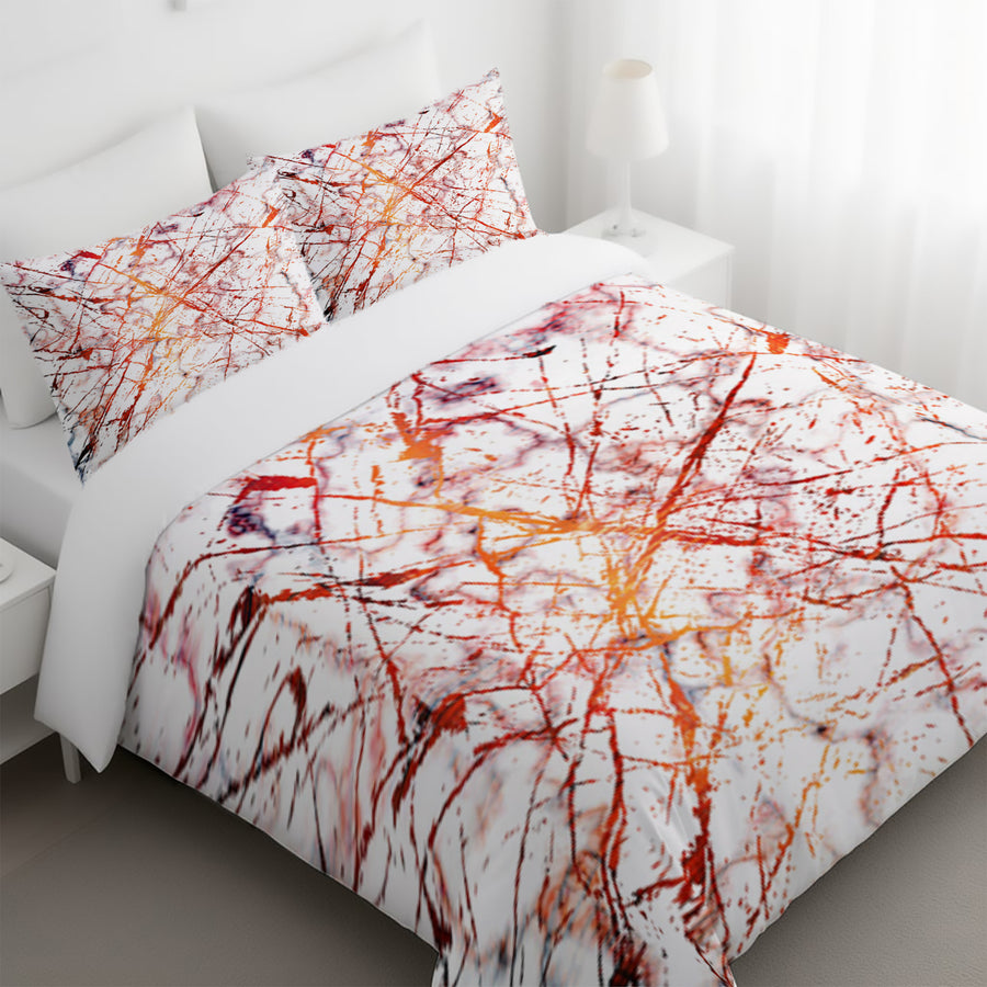 Fiery Marble Veins Duvet Cover
