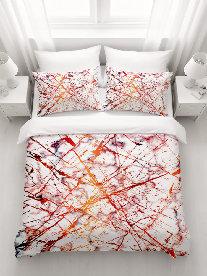 Fiery Marble Veins Duvet Cover
