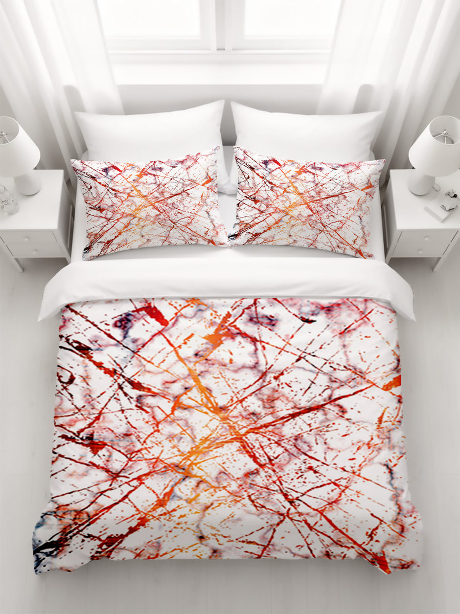 Fiery Marble Veins Duvet Cover