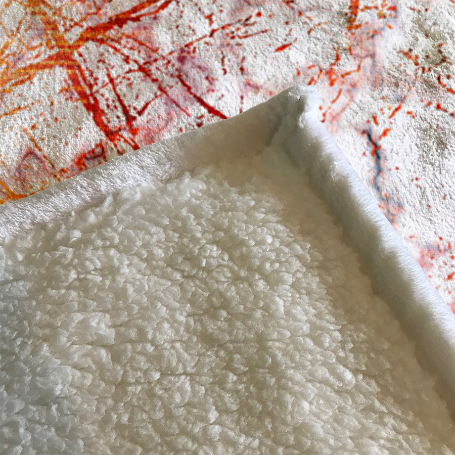 Fiery Marble Veins Fleece Sherpa Blanket
