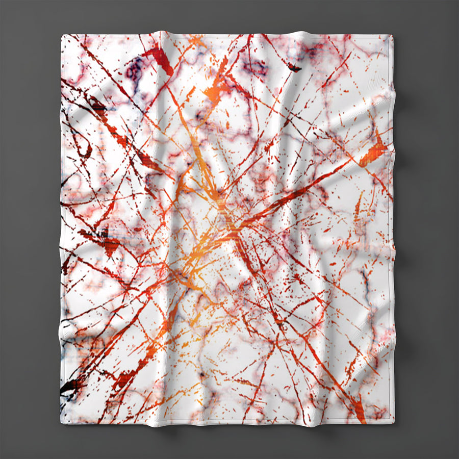 Fiery Marble Veins Fleece Sherpa Blanket