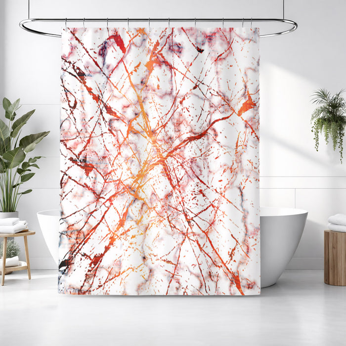Fiery Marble Veins Shower Curtain