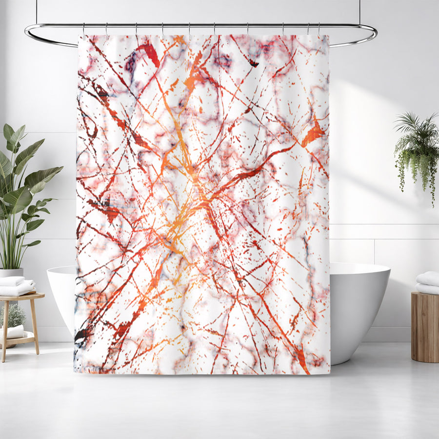 Fiery Marble Veins Shower Curtain