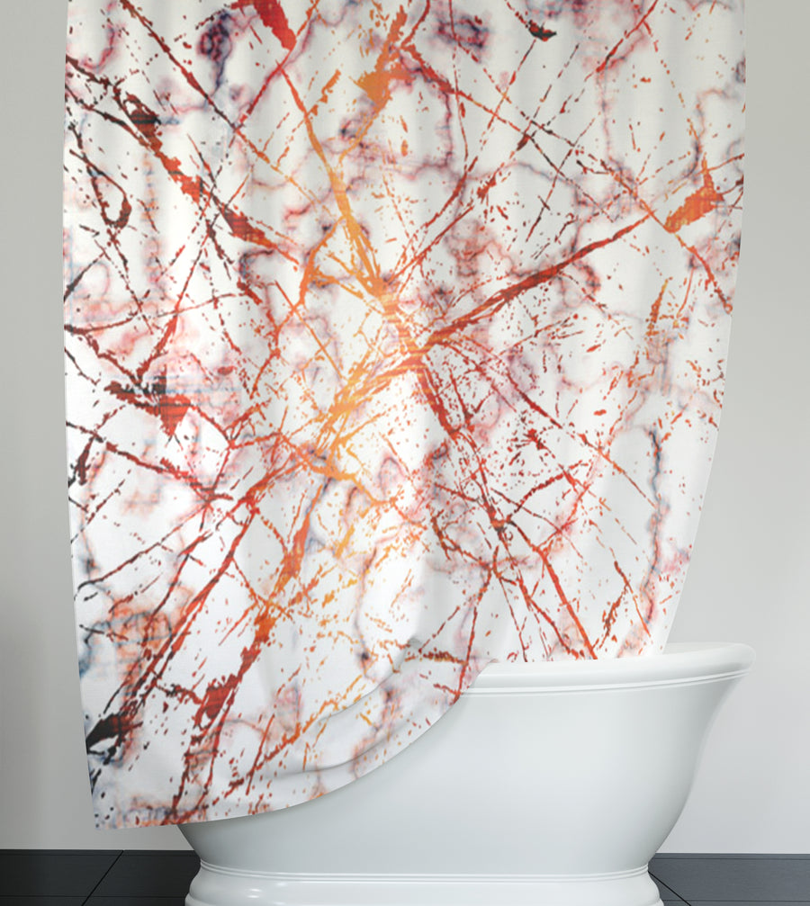 Fiery Marble Veins Shower Curtain