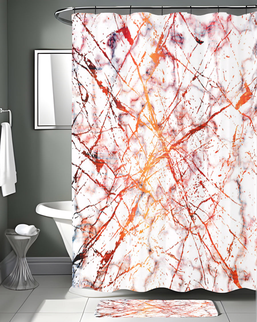 Fiery Marble Veins Shower Curtain