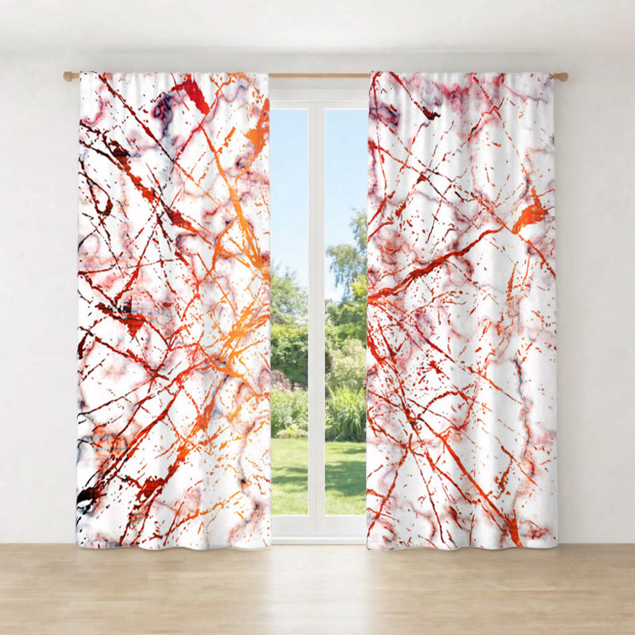 Fiery Marble Veins Window Curtains
