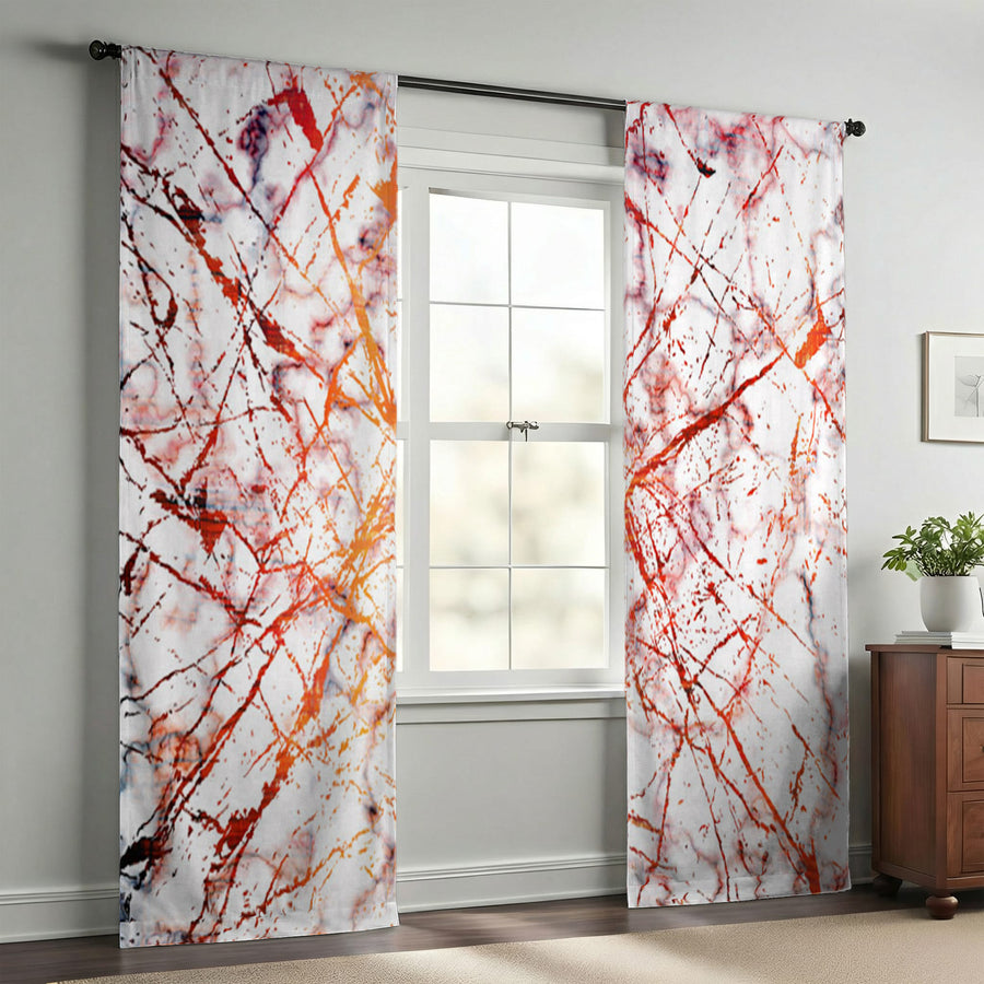Fiery Marble Veins Window Curtains