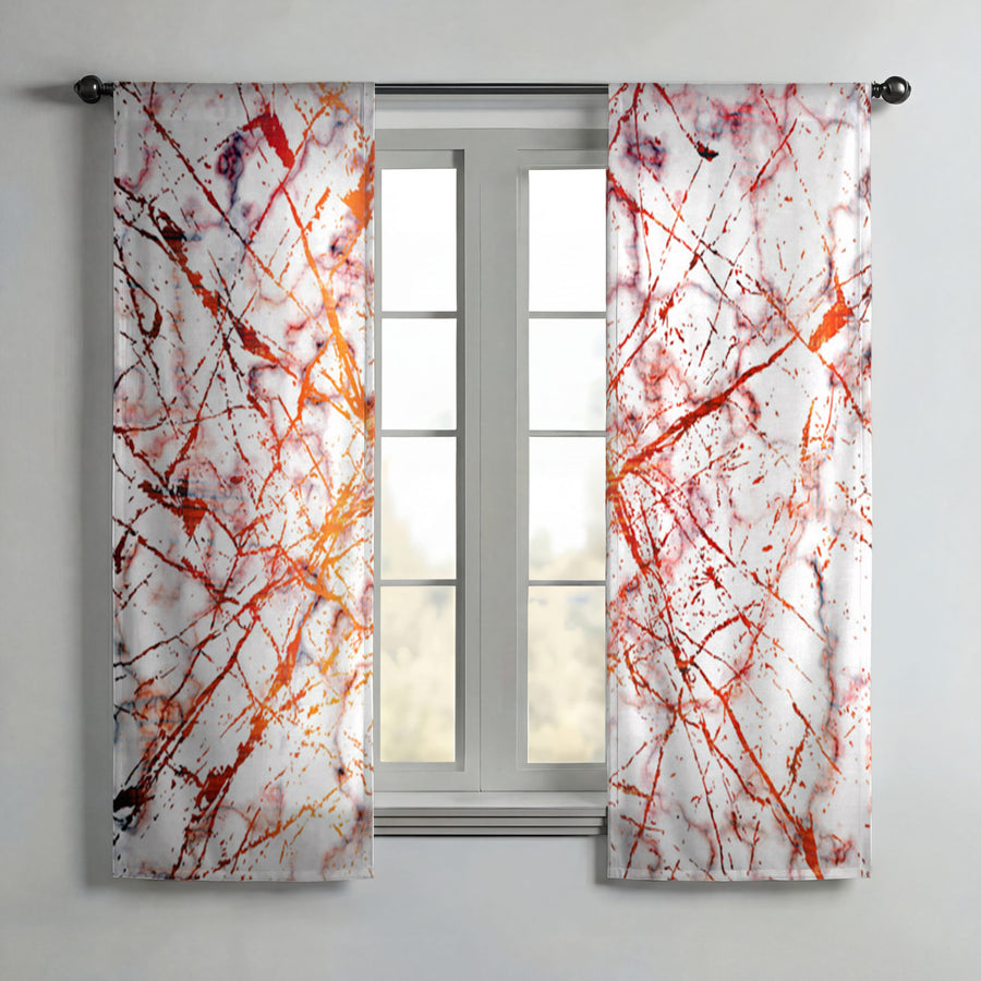 Fiery Marble Veins Window Curtains
