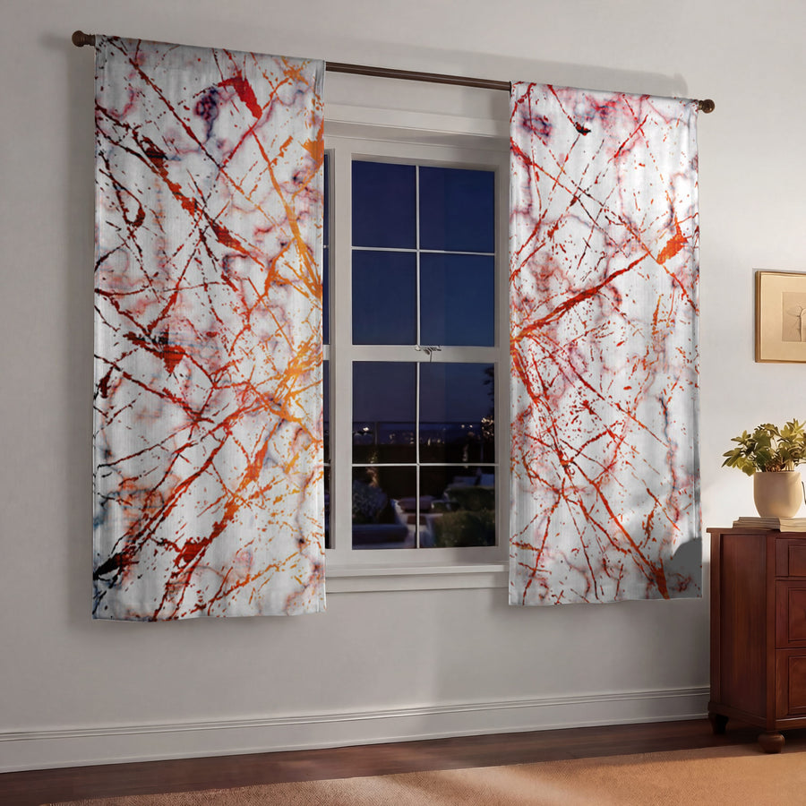 Fiery Marble Veins Window Curtains