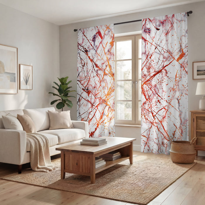 Fiery Marble Veins Window Curtains