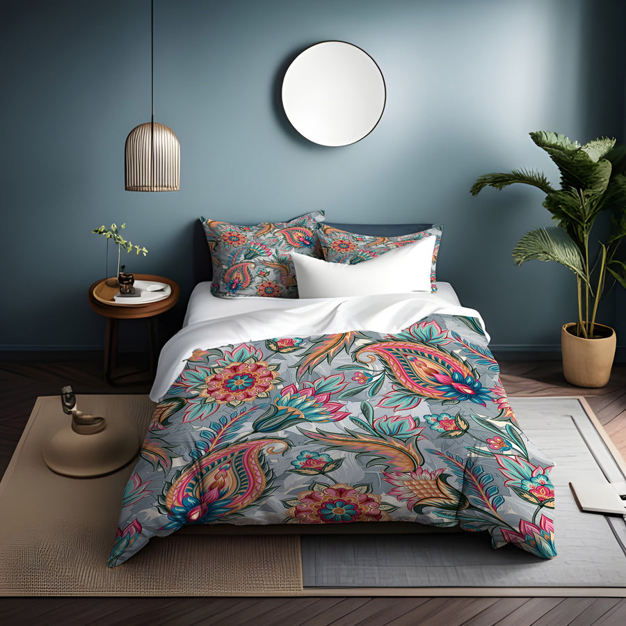 Boho Paisley Garden Duvet Cover