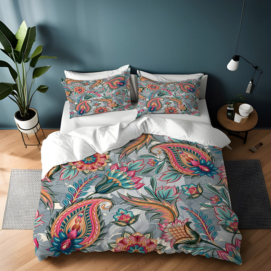 Boho Paisley Garden Duvet Cover