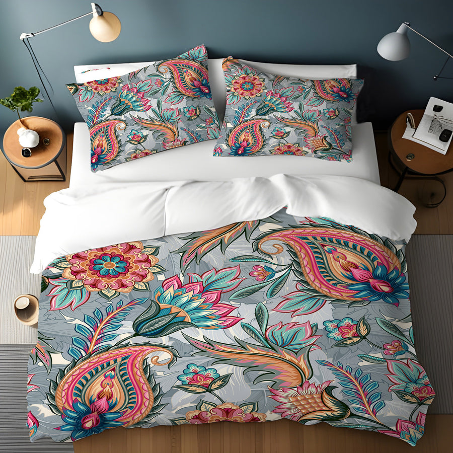 Boho Paisley Garden Duvet Cover