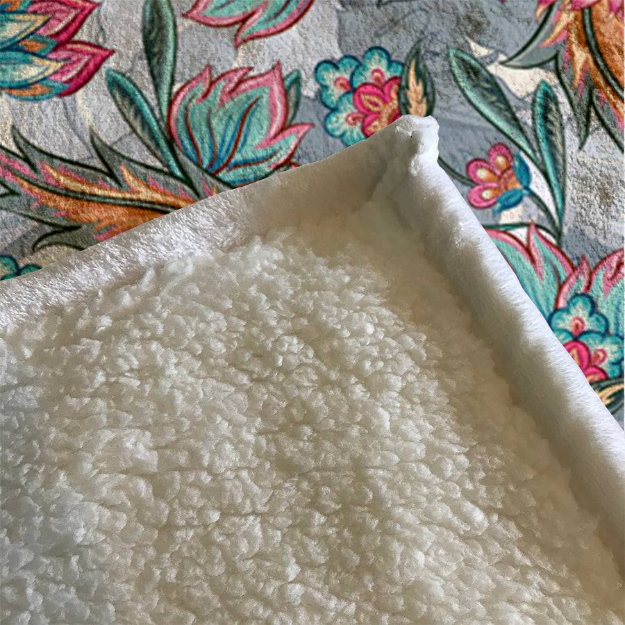 Boho Paisley Garden Fleece Sherpa Blanket