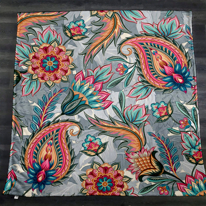 Boho Paisley Garden Fleece Sherpa Blanket