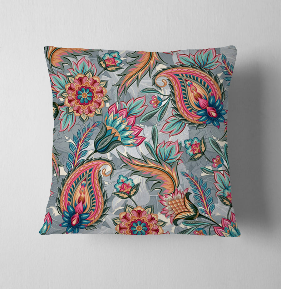Boho Paisley Garden Throw Pillow Cover