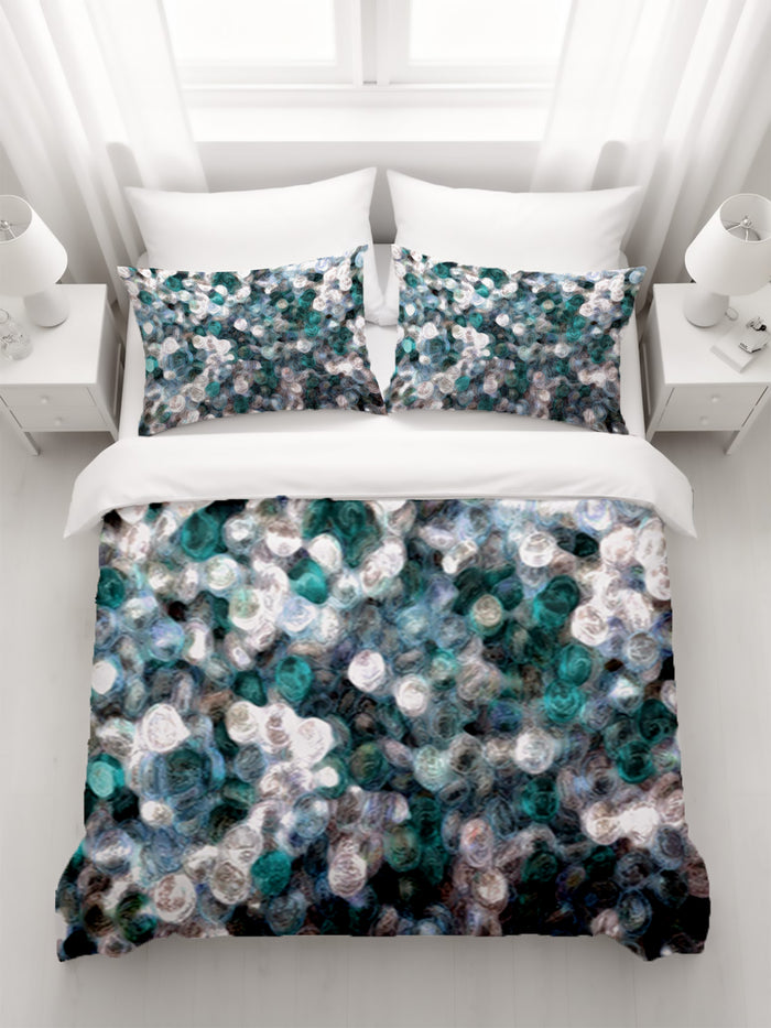 Blue Ocean Shimmer Watercolor Duvet Cover