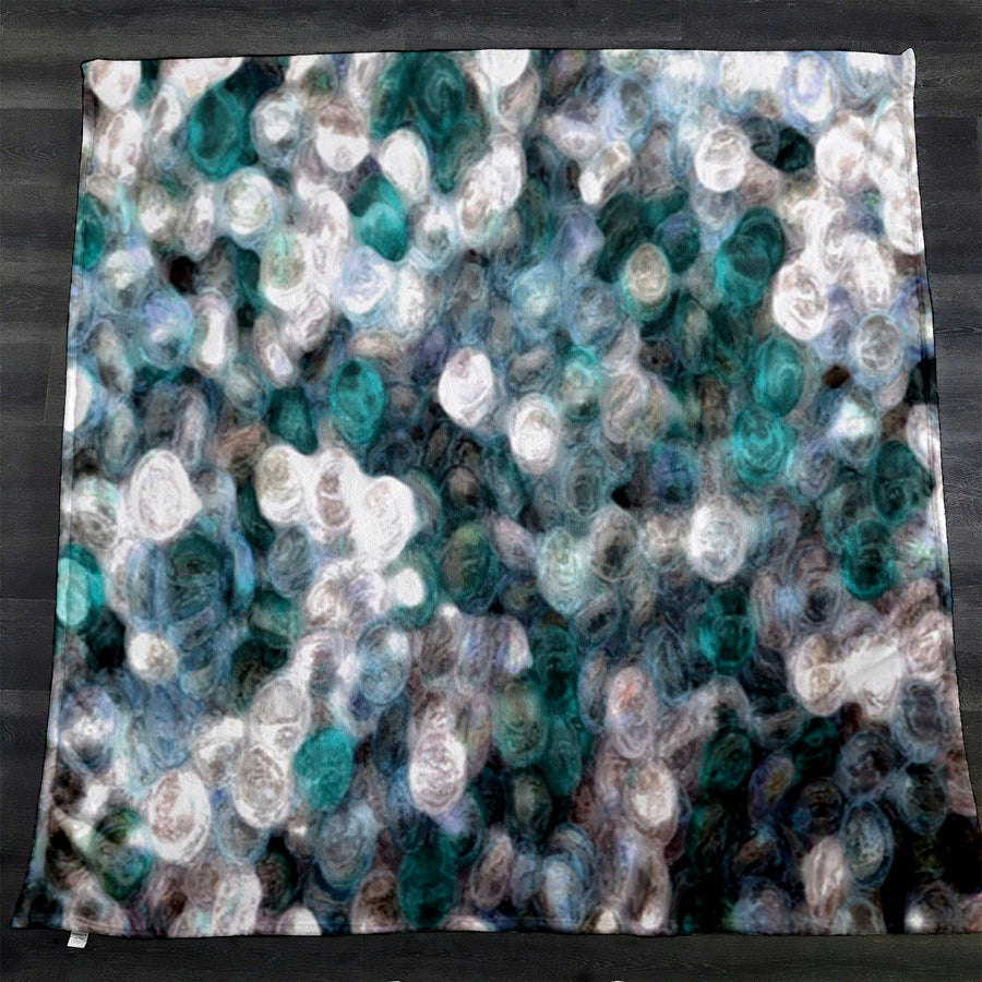 Blue Ocean Shimmer Watercolor Fleece Sherpa Blanket
