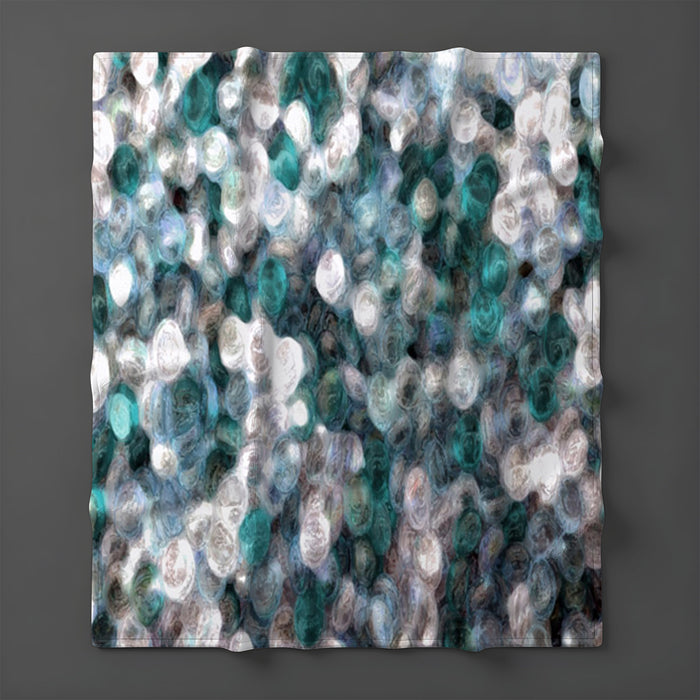 Blue Ocean Shimmer Watercolor Fleece Sherpa Blanket
