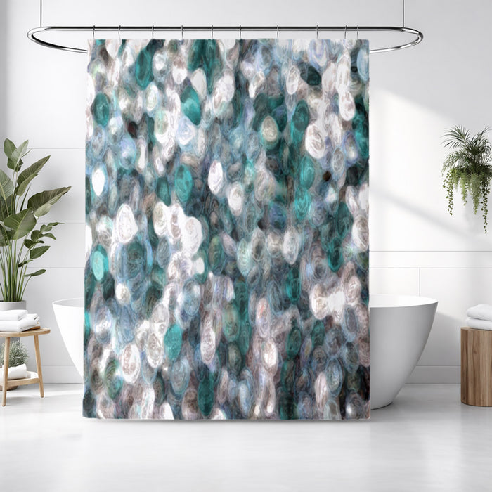 Blue Ocean Shimmer Watercolor Shower Curtain