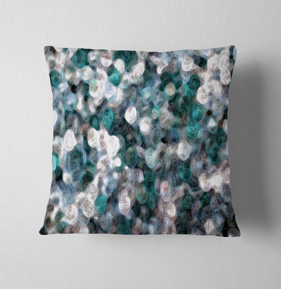 Blue Ocean Shimmer Watercolor Throw Pillow Cover