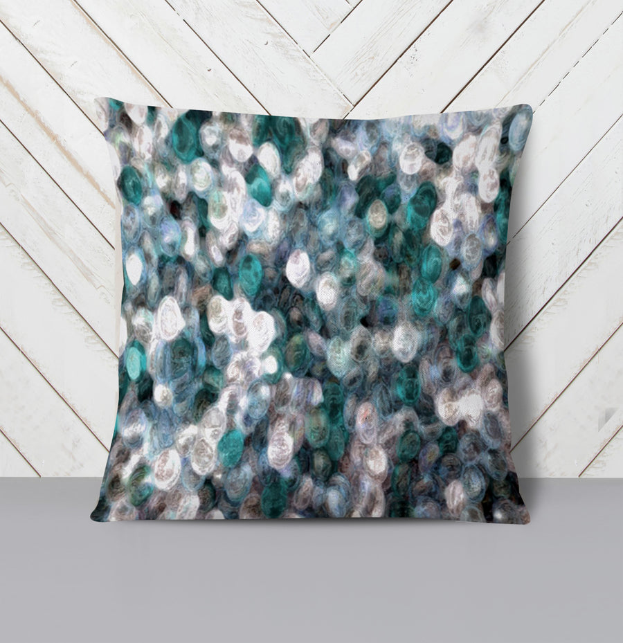 Blue Ocean Shimmer Watercolor Throw Pillow Cover