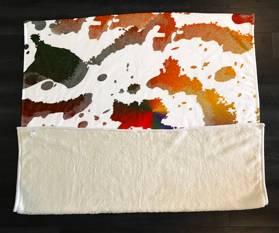 Autumn Paint Scatter Fleece Sherpa Blanket