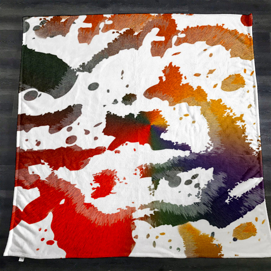 Autumn Paint Scatter Fleece Sherpa Blanket