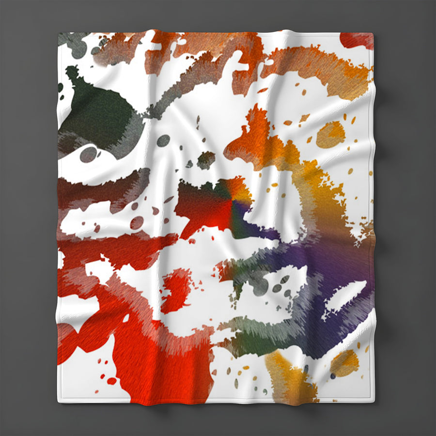 Autumn Paint Scatter Fleece Sherpa Blanket