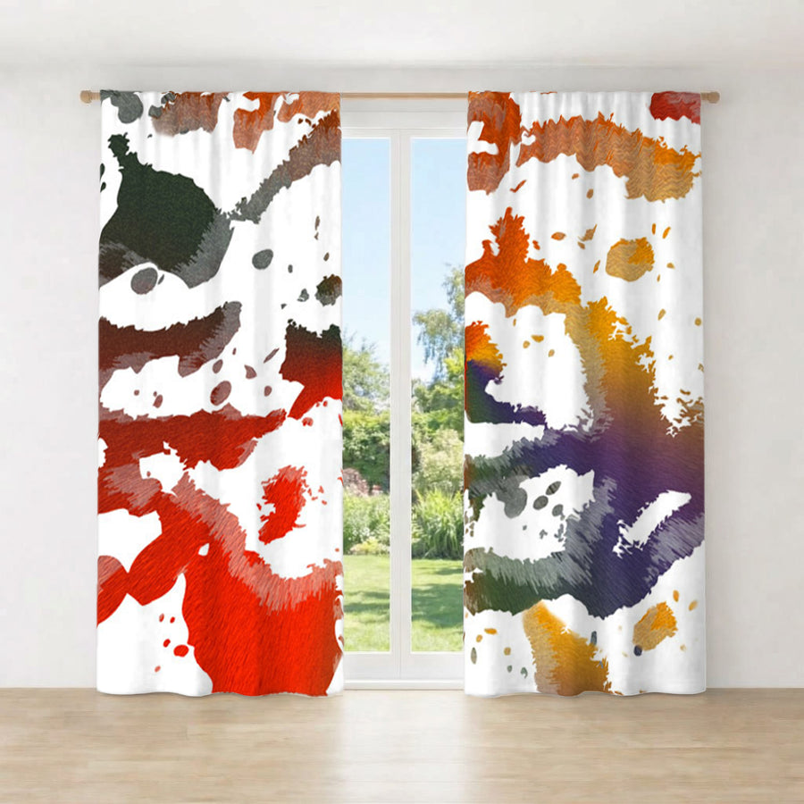 Bright Multi Color Paint Splatter Window Curtains