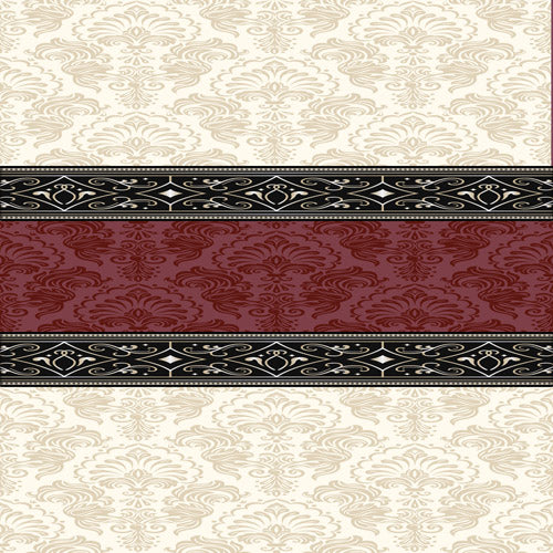 Beige and Burgundy Damask Stripe Duvet Cover