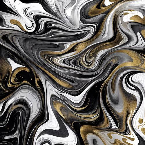 Monochrome Gold Marble Swirl