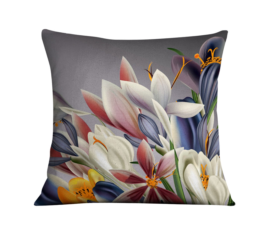 Modern Gray Floral Bloom Throw Pillow Cover
