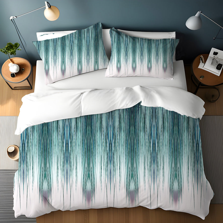 Peacock Rain Stripes Duvet Cover