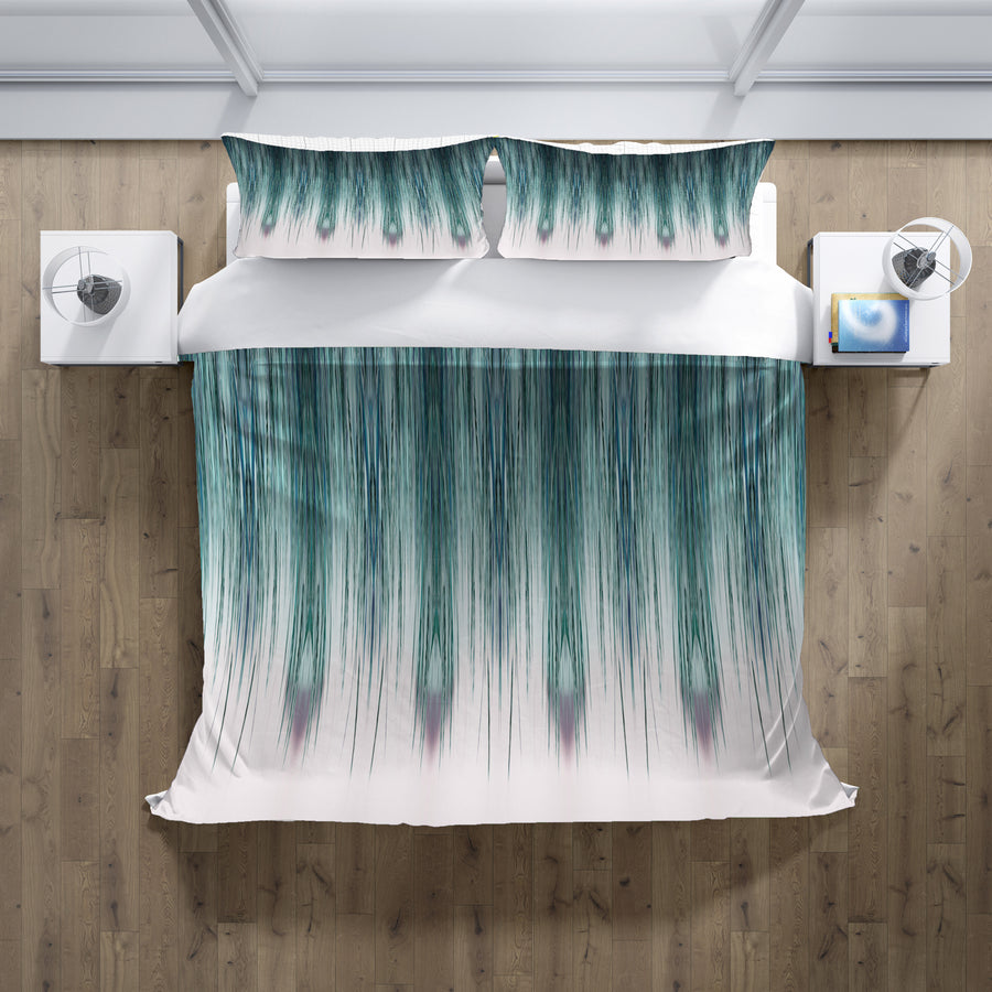 Peacock Rain Stripes Duvet Cover